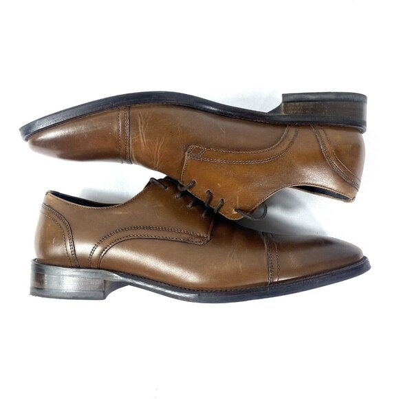 Kenneth Cole Men\'s Cognac Brown Cap Toe Oxford w/ Flex Lace-Up Dress Shoes 9.5 main image 11